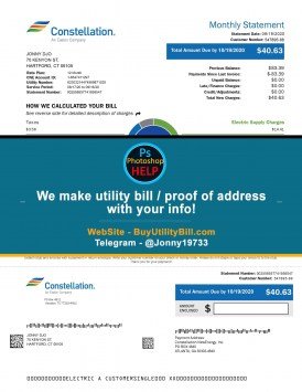 Connecticut Constellation Health Services provider Sample Fake utility bill