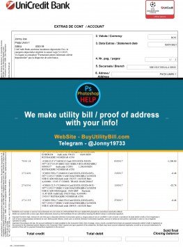 Romania UNICreditBank Sample Fake utility bill