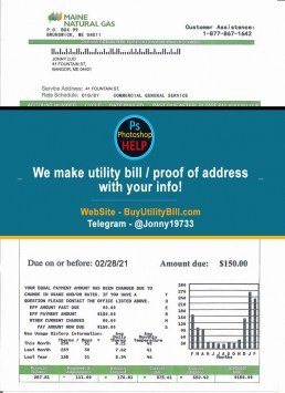 Maine Natural Gas Sample Fake utility bill