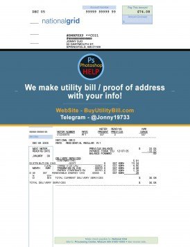 Massachusetts USA fake Proof of address for electricity and gas National Grid Sample Fake utility bill