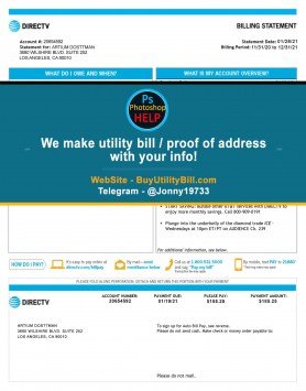 California USA fake Utility bill for television Directv Sample Fake utility bill