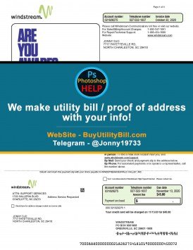 South Carolina Windstream for internet and networking Sample Fake utility bill