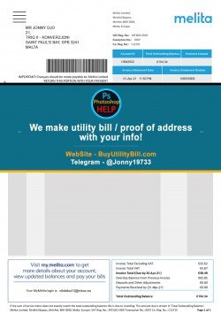 Malta Melita Internet, TV, Telephony and Mobile Sample Fake utility bill