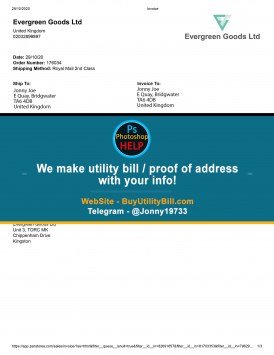 United Kingdom Evergreen Goods Delivery make a fake utility bill Sample Fake utility bill