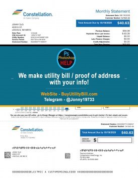 Nebraska Constellation Health Services provider Sample Fake utility bill