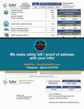 Tuler Mississippi service bill Sample Fake utility bill