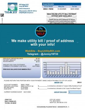 Washington USA fake Template for water Lacey Sample Fake utility bill