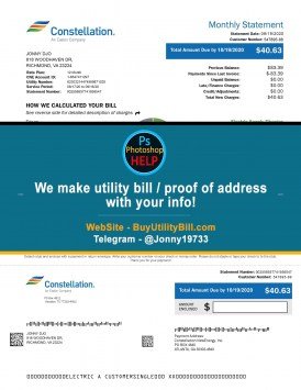 Virginia Constellation Health Services provider Sample Fake utility bill