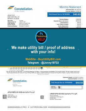 Michigan Constellation Health Services provider Sample Fake utility bill