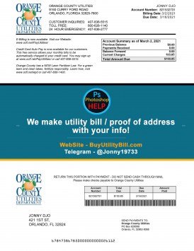 Florida Utilities Sample Fake utility bill
