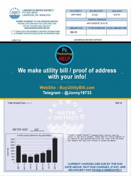 Washington Lakewood Water Service Bill Sample Fake utility bill