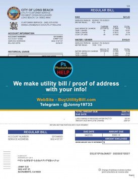 California Gas Sample Fake utility bill