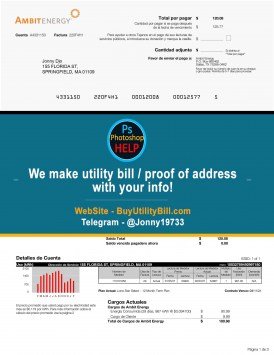 Massachusetts AmbitEnergy Power Sample Fake utility bill