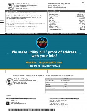 California Water Sample Fake utility bill
