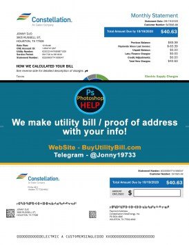 Texas Power Sample Fake utility bill