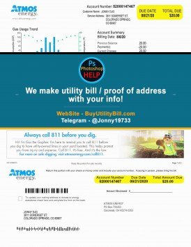 Colorado USA fake Utility bill for electricity Atmos Energy Sample Fake utility bill