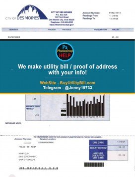 Iowa USA fake Template for electricity Des Moines Sample Fake utility bill