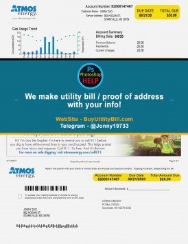 Mississippi USA fake Utility bill for electricity Atmos energy Sample Fake utility bill