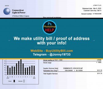 Connecticut USA fake Proof of address for electricity Light Power Sample Fake utility bill