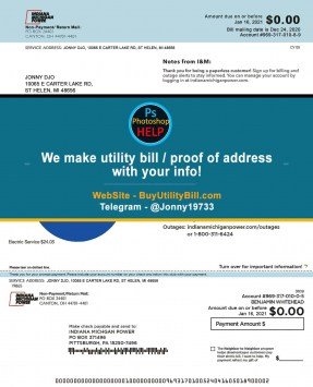 Michigan USA fake Utility bill for electricity Indiana Power Sample Fake utility bill