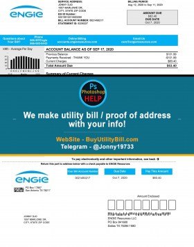 Ohio Engie Electricity Sample Fake utility bill