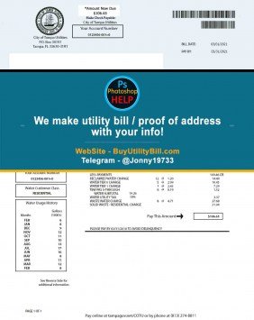 Florida USA fake Template of Tampa Utilities Sample Fake utility bill