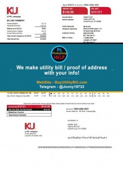 Kentucky USA fake Utility bill for electricity KU a PPL company energy Sample Fake utility bill