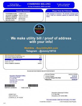 Kentucky USA fake Template for electricity Combined Billing Sample Fake utility bill