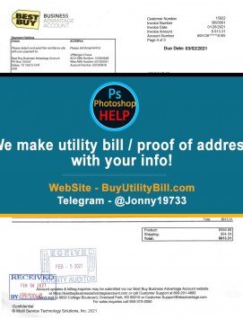 West Virginia Best buy shop Sample Fake utility bill