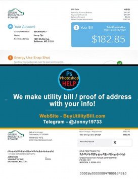 Green Mountain Power Maryland Sample Fake utility bill