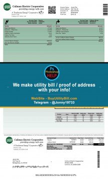 Alabama Cullman Electricity Sample Fake utility bill