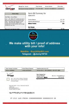 South Carolina USA fake Proof of address for television Verizon Sample Fake utility bill
