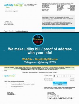 New Jersey Infinite Energy Sample Fake utility bill