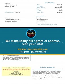 Washington bill Sample Fake utility bill