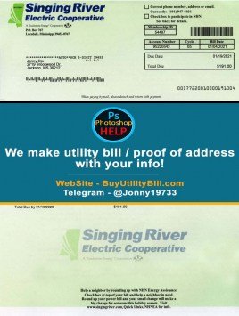 Singing River Mississippi Power Sample Fake utility bill