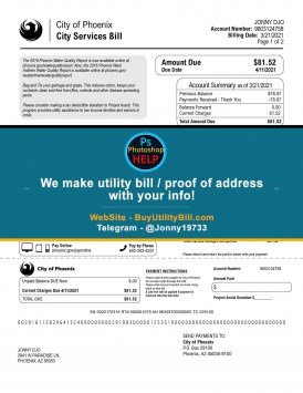 Arizona City service bill Sample Fake utility bill