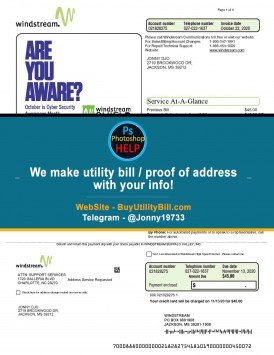 Mississippi Windstream for internet and networking Sample Fake utility bill
