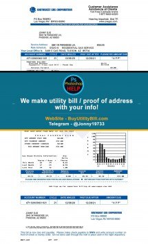 Arizona gas Sample Fake utility bill
