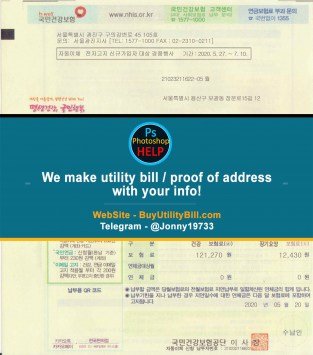 Power South Korea Utility Bill Sample Fake utility bill