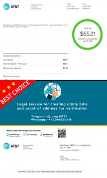 Custom AT&T utility bill for address proof in the USA