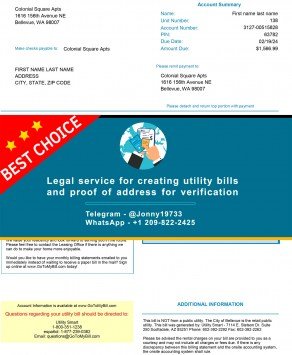 Arizona Utility Smart utility bill Sample Fake utility bill