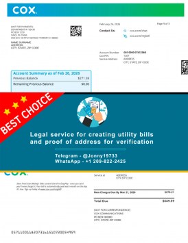 COX customer billing image – internet service in the USA