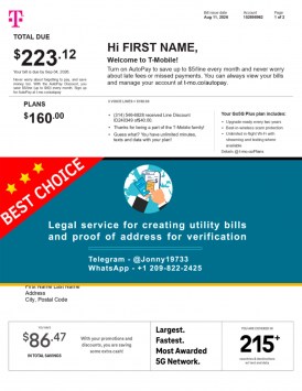 USA version of T-Mobile billing statement