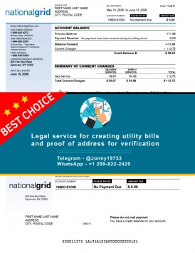 Digital mockup of National Grid energy bill – USA format