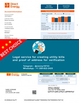 Sample Direct Energy bill used for ID verification in USA