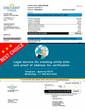 Discount Power PDF utility replica – usable for address checks in Texas