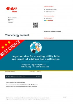 Editable version of E-ON Energy bill for UK