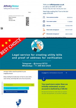 Affinity Water billing snapshot – printable and editable file in UK
