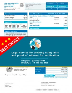 Georgia version of Cobb Water billing statement
