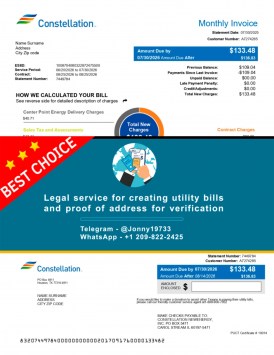 Sample statement used for verification – Constellation Energy USA